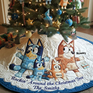 Family Quilted Tree Skirt - Personalized Gift For Family Christmas Quilted Tree Skirt 04TGTI171125