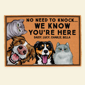 No Need To Knock We Know You're Here - Personalized Dog Cat Doormat - Gift For Dog Cat Lovers - Doormat - GoDuckee
