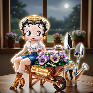 Retro Garden Girl Acrylic Light Box - Personalized Gift For Gardening Lovers 01PATI091225