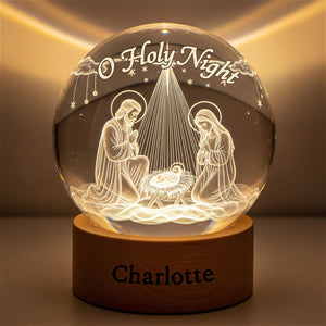 Nativity O Holy Night Crystal Ball Night Light - Personalized Gifts For Christian Night Light 02PGTI211025-Homacus