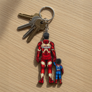 Power Dad And His Sidekicks - Personalized Gifts For Dad Keychain 071qhhu020525pa