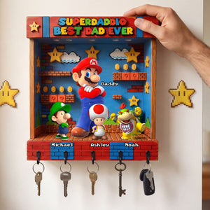 Retro Game Dad and Kids Acrylic Key Hanger - Personalized Gifts For Dad 03ohti050526