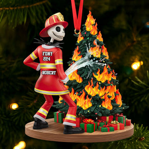 Funny Spooky Firefighter Ornament - Personalized Gifts For Firefighter 06huti071025
