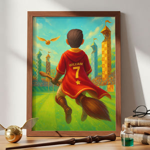 Broom Riding Wizard Canvas Print - Personalized Gifts For Magic Lovers 03huti060625