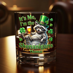 St Patrick's Day Raccoon Round Glass - Personalized Gifts For St Patrick's Day Glass 03HUTI201225