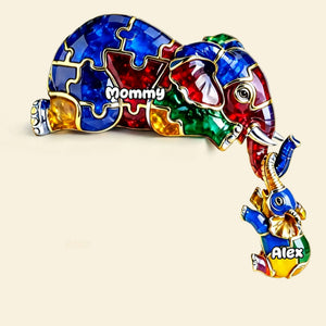 Autism Elephant Mom And Kid Acrylic Plaque - Personalized Gifts For Autism Mom Plaque 04TGTI270226
