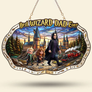 Fantasy Dad And Kids 1 layer suncatcher - Personalized Gifts For Father's Day Suncatcher Ornament 022HUTI120326