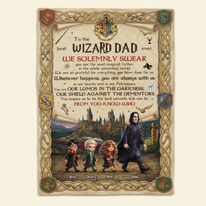 Fantasy Dad and Kids Blanket - Personalized Gifts For Father's Day 052huti130326