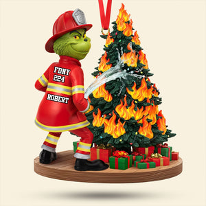 Funny Green Firefighter Ornament - Personalized Gifts For Firefighter 05huti071025