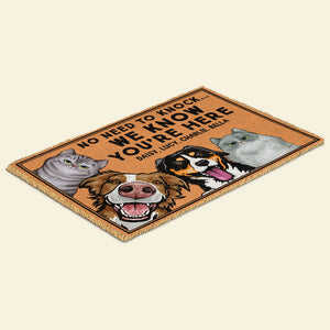 No Need To Knock We Know You're Here - Personalized Dog Cat Doormat - Gift For Dog Cat Lovers - Doormat - GoDuckee