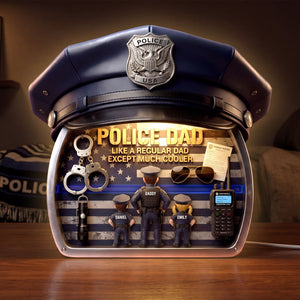 Police Dad and Kids Acrylic Light Box - Personalized Gifts For Dad 05tyti050526