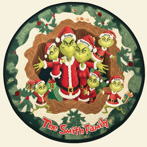 Green Monster Family Quilted Round Mat - Personalized Gifts For Family 03nati260925