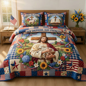 Jesus Our Shepherd Quilt Bedding Set - Personalized Gifts For Christians 01TYTI260326