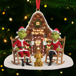 Dog Lover Green Monster Couple Ornament - Personalized Gift For Couple Christmas Ornament 03OHTI171025