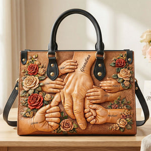 Grandma Holding Hands Leather Bag - Personalized Gift For Grandma 03HUTI070226