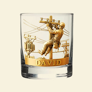 Lineman Round Whiskey Glass - Personalized Gifts For Lineman Glass 01PGTI271125-Homacus