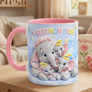 Elephant Mom And Kids Coffee Accent Mug - Personalized Gifts For Mother's Day Coffee Mug 02HUTI050226