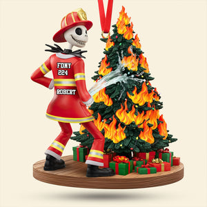 Funny Spooky Firefighter Ornament - Personalized Gifts For Firefighter 06huti071025