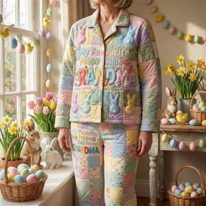 Easter Bunny Grandma Peeps Pajama - Personalized Gifts For Grandma Button Up Pajama Pajama Set 04PATI060226