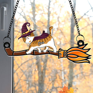 Personalized Gifts For Cat Lovers Suncatcher Ornament, Halloween Walking Cat 02nati228024 - Ornament - GoDuckee