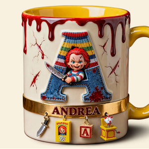 Playful Horror Alphabet Initial Letter Accent Mug, Personalized Gifts For Horror Fan 01QHTI130126