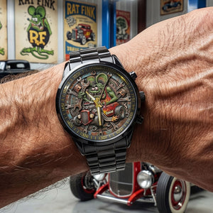 Classic Racing Stainless Steel Men's Watch – Personalized Gifts For Hot Rod Lovers 06tgti280126