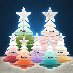 Family Christmas Tree Light Box - Personalized Gifts For Family Custom Shape Acrylic Light Box 02NATI311025-Homacus