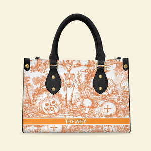 Slightly Subtle Halloween Toile De Jouy Leather Bag 03qhti230825-Homacus