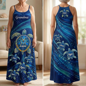 Turtle Grandma Suspender Maxi Dress - Personalized Mother's Day Gifts 01huti180326
