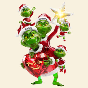 Green Monster Family Tree Topper - Personalized Gifts For Family Acrylic Christmas Tree Topper 06PATI201125