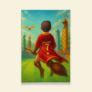 Broom Riding Wizard Canvas Print - Personalized Gifts For Magic Lovers 03huti060625
