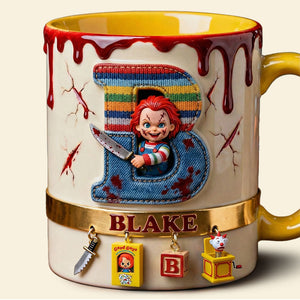 Playful Horror Alphabet Initial Letter Accent Mug, Personalized Gifts For Horror Fan 01QHTI130126