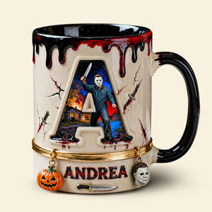 Horror Guy Alphabet Initial Letter Accent Mug, Personalized Gifts For Horror Fan 05QHTI120126