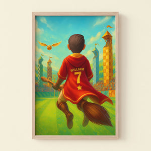 Broom Riding Wizard Canvas Print - Personalized Gifts For Magic Lovers 03huti060625