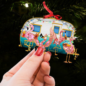 Flamingo Camping Family Ornament - Personalized Gifts For Family 04ohti150825