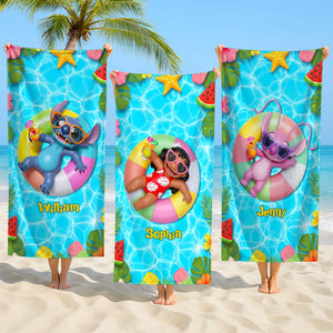Cute Ailen Beach Towel - Personalized Gifts For Cartoon Lovers 01pgti010825