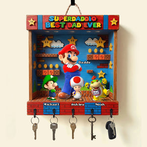 Retro Game Dad and Kids Acrylic Key Hanger - Personalized Gifts For Dad 03ohti050526