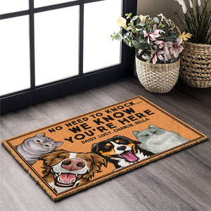 No Need To Knock We Know You're Here - Personalized Dog Cat Doormat - Gift For Dog Cat Lovers - Doormat - GoDuckee