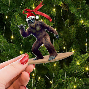 Personalized Gifts For Surfer Ornament, Wild Bigfoot Surfing 01QHTI291024 - Ornament - GoDuckee