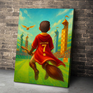 Broom Riding Wizard Canvas Print - Personalized Gifts For Magic Lovers 03huti060625