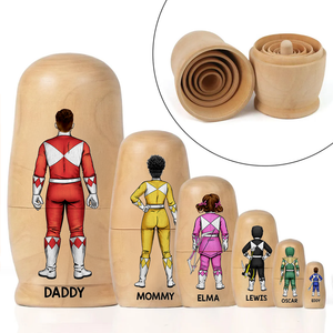 Family of Light Guardians Wooden Nesting Dolls - Personalized Gift For Family 061QHHU080426HH