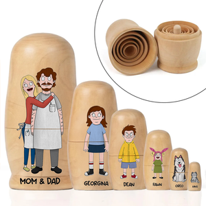 Quirky Family Wooden Nesting Dolls - Personalized Father's Day Gifts 041qhhu090426