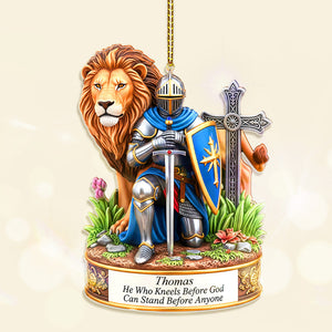 Personalized Gifts For Christmas, Kneeling Knight Acrylic Custom Shape Ornament 03HUMG210825