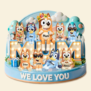 Mom & Kids Puppy Family Plaque – Personalized Gift For Mother’s Day Acrylic Plaque 03OHMG250226