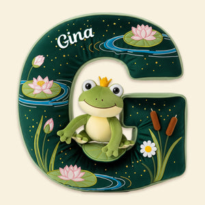 Adorable Frog Initial Pillow - Personalized Gift For Frog Lovers 02PGMG041225