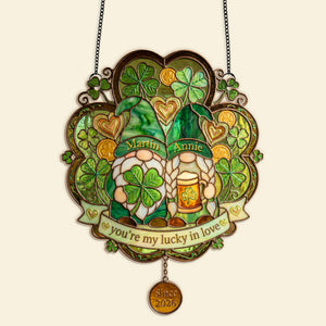 Lucky In Love - Personalized Gifts For Couple Suncatcher Ornament 04PAMG100226
