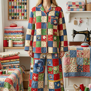 Sewing Patchwork Pajama Set - Personalized Gifts For Sewing Lovers 03pamg101225