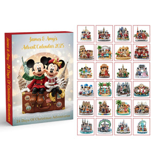 Travel Couple Custom Christmas Advent Calendar Acrylic Blind Box - Personalized Gift For Christmas Couple Blind Box 01NAMG151025