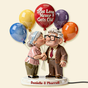 Kissing Old Couple Acrylic Light Box - Personalized Gifts For Couple 02namg080126