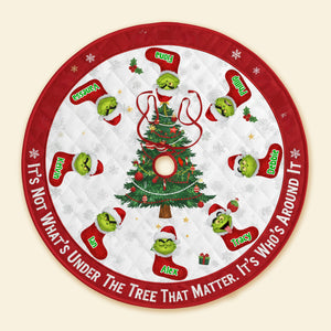 Green Monster Stocking Family Tree Skirts - Personalized Gift For Family Christmas Tree Skirt 04NAMG240925